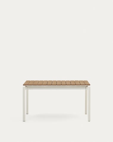 Rozkładany stół ogrodowy Canyelles z polidrewna i białego aluminium mat 140 (200) x 90 cm