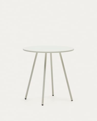 Montjoi round outdoor table in steel with a white finish, Ø 70 cm