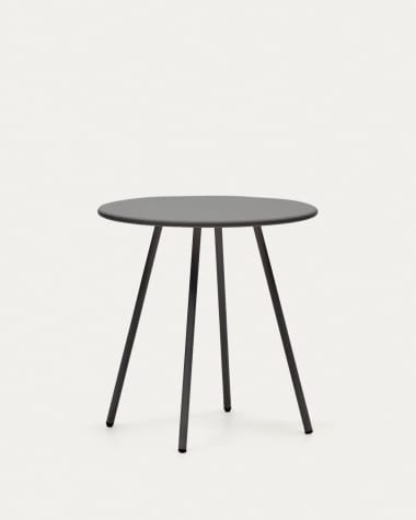 Montjoi round outdoor table in steel with a grey finish, Ø 70 cm