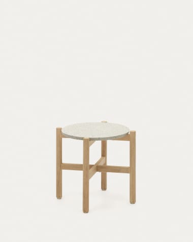 Tavolino Pola in cemento e legno massello di eucalipto Ø 50 cm FSC