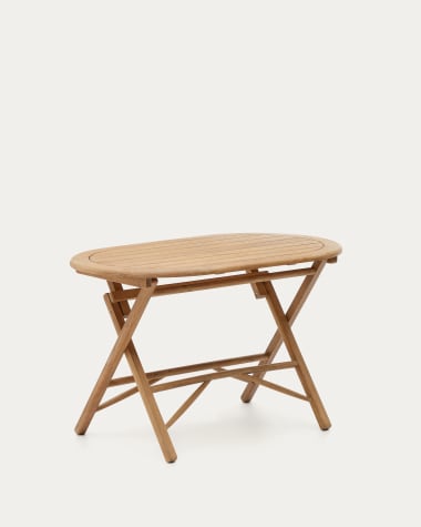 Dandara folding table in solid acacia wood natural finish, Ø 120 x 60 cm FSC 100%