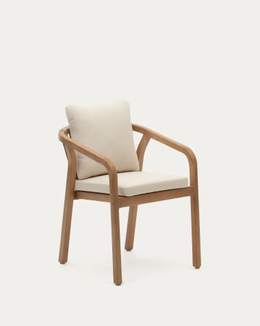 Malaret stapelbarer Stuhl aus massivem Eukalyptusholz und Seil in Beige FSC 100%