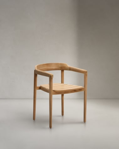Icaro stackable solid teak wood chair in a natural finish, FSC 100%