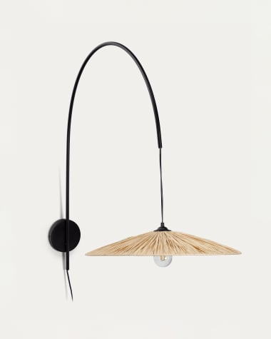 Rosella wall lamp in natural rafia UK adapter