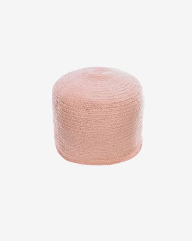 Daiana runder Pouf aus rosa Baumwolle Ø 40 cm