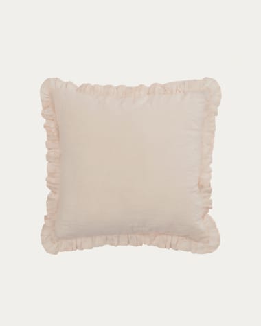 Poszewka na poduszkę Nacha z bawełny i lnu różowa 45 x 45 cm