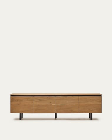 Mueble TV Uxue 4 puertas de madera maciza de acacia con acabado natural 200 x 58 cm