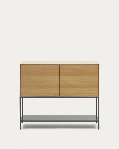 Buffet Vedrana 2 portes placage de chêne et pieds en acier noir 97,5 x 80 cm