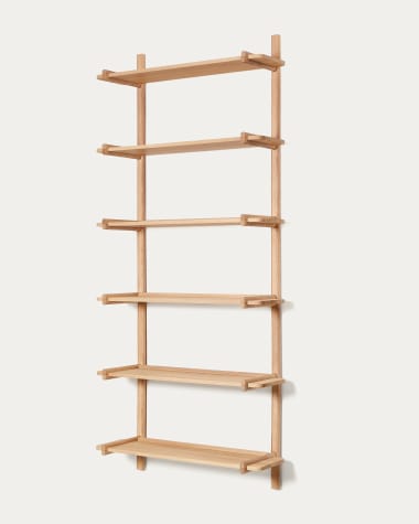 Sitra modular shelf, 6 solid oak wood shelves in a natural finish, 90 cm, FSC Mix Credit