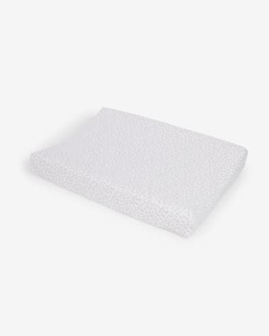 Yamile changing mat cover 100% organic cotton (GOTS) in white with grey leaves 50 x 70 cm