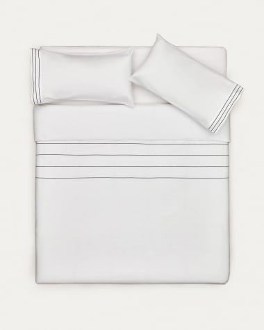 Cintia Set aus Bettdeckenbezug und Kissenhülle aus Baumwollperkal mit aufgestickten Streifen 135x200cm