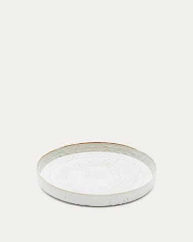 Płaski talerz Serni z ceramiki w kolorze białym
