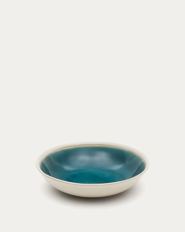Prato raso Sanet de cerâmica azul e branco