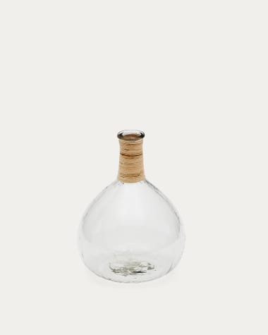 Serlina Vase aus Rattan und transparentem Recyclingglas 30 cm
