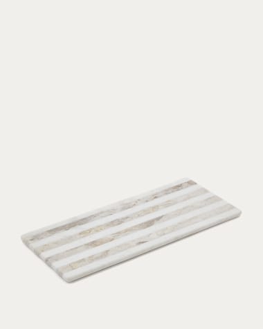 Sylara large serving board in grey and white marble