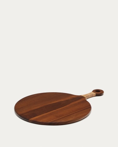 Sardis large round serving board FSC 100% acacia wood and rattan