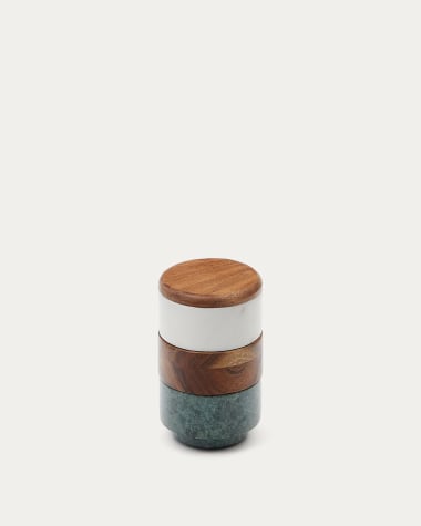 Petite boîte de cuisine multi-niveaux Siris en bois et marbre