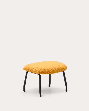Belina footrest in mustard bouclé and steel with black finish