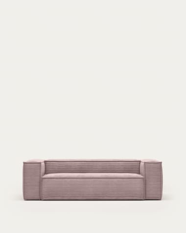 Blok 3 seater sofa in pink wide seam corduroy, 240 cm