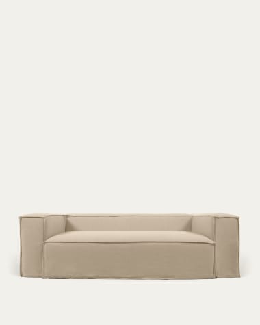 Sofá desenfundable Blok de 2 plazas con lino beige 210 cm