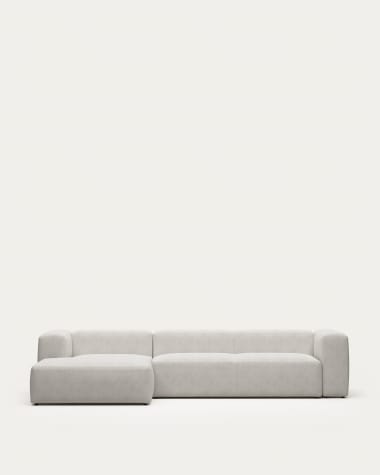 Blok 4 seater sofa with left side chaise longue in white fleece, 330 cm FR
