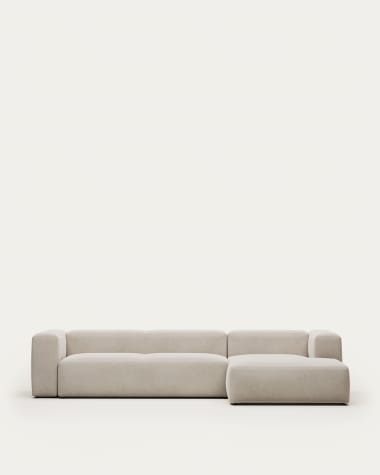 Blok 4 seater sofa with right side chaise longue in white, 330 cm FR