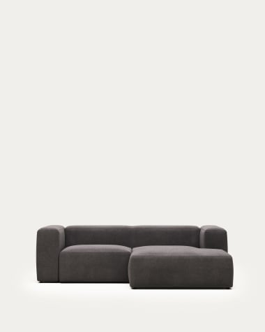 Canapé d'angle Blok 2 places méridienne droite gris 240 cm