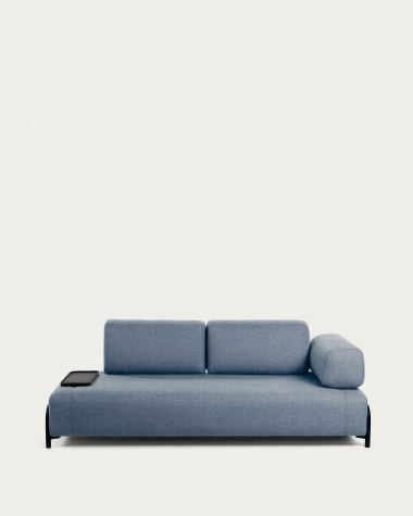 3θ καναπές με μικρό δίσκο Compo 232 εκ, μπλε