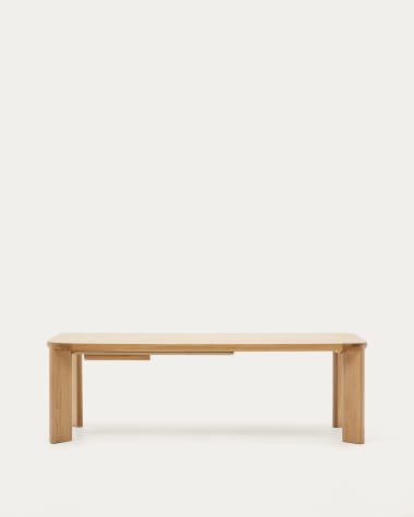 Uitschuifbare tafel Jondal van FSC 100% massief eikenhout en -fineer 240 (320) x 100 cm