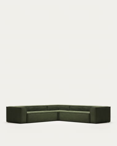 Blok 6-Sitzer Ecksofa dicker Cord grün 320 x 320 cm