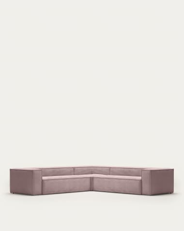 Sofa narożna Blok 6-osobowa różowy gruby sztruks 320 x 320 cm