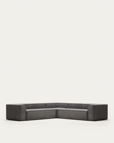 Blok 6 seater corner sofa in grey corduroy, 320 x 320 cm FR