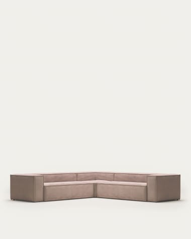 Blok 6 seater corner sofa in pink corduroy, 320 x 320 cm FR