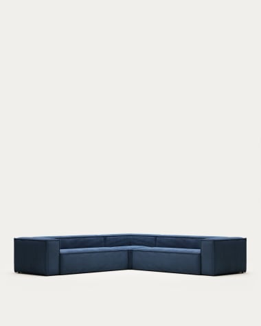 Blok 6 seater corner sofa in blue corduroy, 320 x 320 cm FR