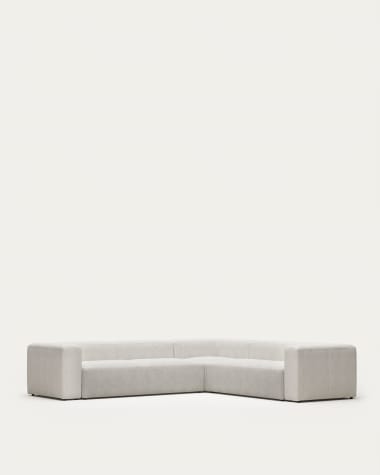 Blok 5 seater corner sofa in white fleece, 320 x 290 cm / 290 x 320 cm FR