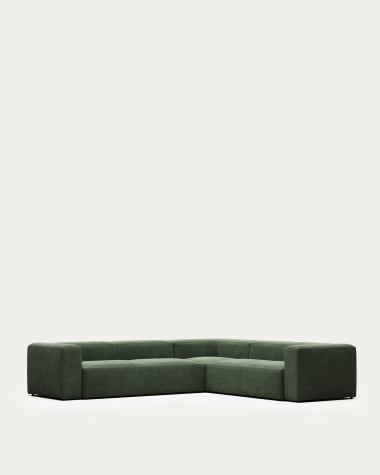 Blok 5 seater corner sofa in green, 320 x 290 cm / 290 x 320 cm FR