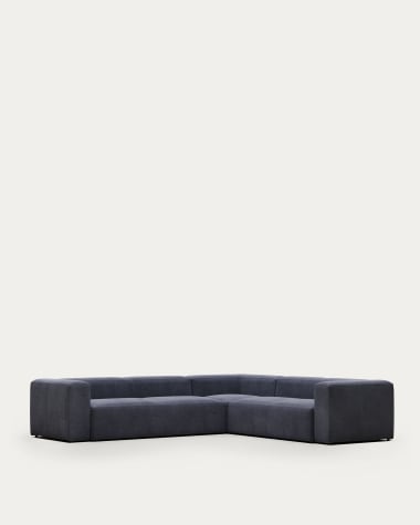 Blok 5 seater corner sofa in blue, 320 x 290 cm / 290 x 320 cm FR