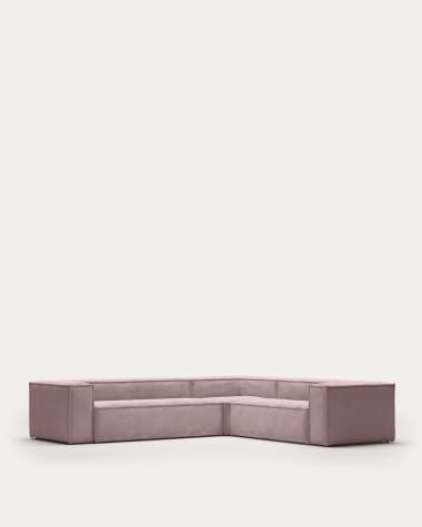 Blok 5-Sitzer-Ecksofa breiter Cord in Rosa 320 x 290 / 290 x 320 cm