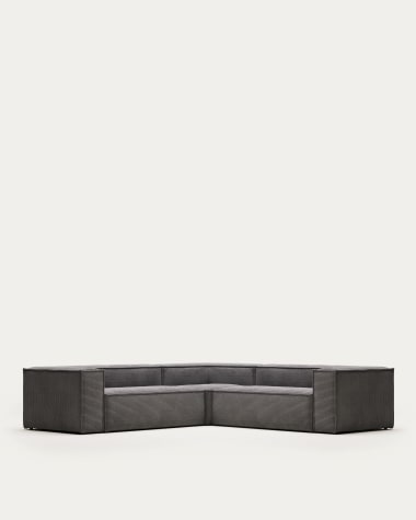 Blok 4-Sitzer-Ecksofa breiter Cord grau 290 x 290 cm