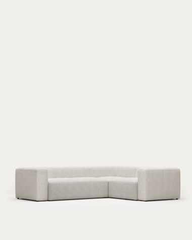 Blok 3 seater corner sofa in white fleece, 290 x 230 cm / 230 x 320 cm FR