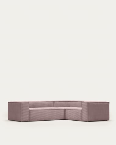 Blok 3-Sitzer-Ecksofa breiter Cord rosa 290 x 230 cm / 230 cm 290 cm