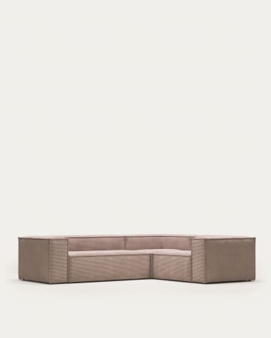 Blok 3 seater corner sofa in pink wide seam corduroy, 290 x 230 cm / 230 cm 290 cm FR
