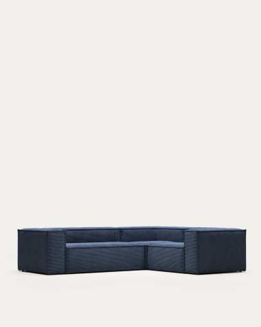 Blok 3 seater corner sofa in blue wide seam corduroy, 290 x 230 cm / 230 cm 290 cm FR