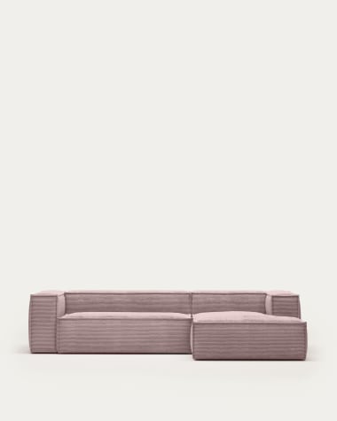 Blok 3-Sitzer-Sofa mit Chaiselongue rechts breiter Cord rosa 300 cm