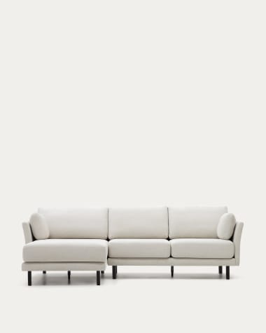 Gilma 3-Sitzer Sofa mit Chaiselongue rechts/links Chenille Perle Beine in Schwarz 260 cm