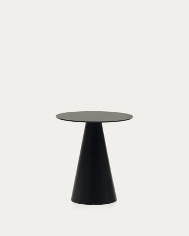 Wilshire tempered glass and metal side table with a matte black finish, Ø 50 cm