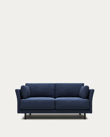 Gilma 2 seater sofa in blue wide seam corduroy with black finish legs, 170 cm FR
