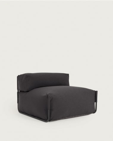 Puf sofá modular con respaldo 100% exterior Square gris oscuro y aluminio negro 101x101 cm