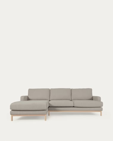 Mihaela 3 seater sofa with left-hand chaise longue in grey micro bouclé, 264 cm