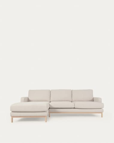 Sofa 3-osobowa Mihaela z lewym szezlongiem tapicerowana białym micro boucle 264 cm